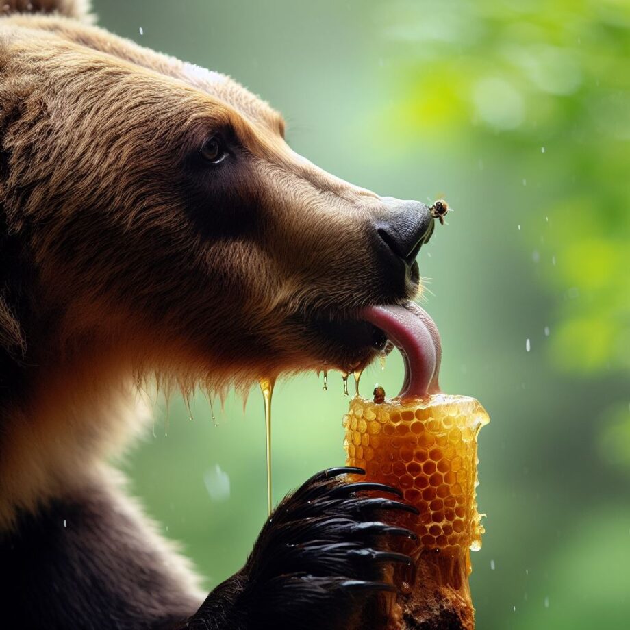 bear eating honey